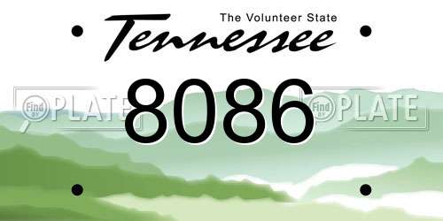 8086 Tennessee License Plate
