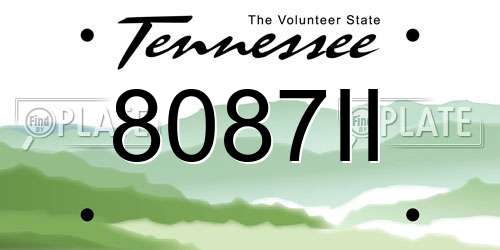 8087II Tennessee License Plate