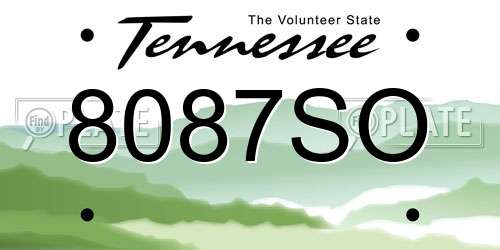 8087SO Tennessee License Plate