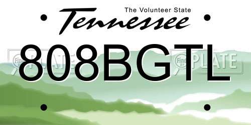 808BGTL Tennessee License Plate