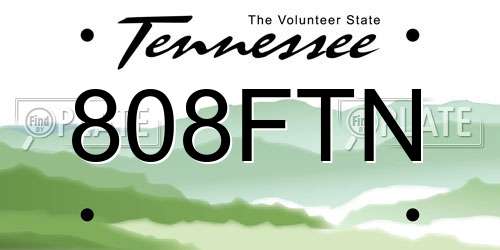 808FTN Tennessee License Plate