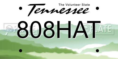 808HAT Tennessee License Plate