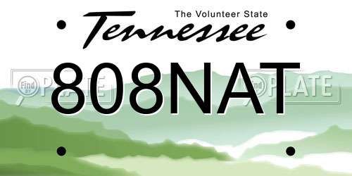 808NAT Tennessee License Plate