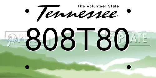 808T80 Tennessee License Plate