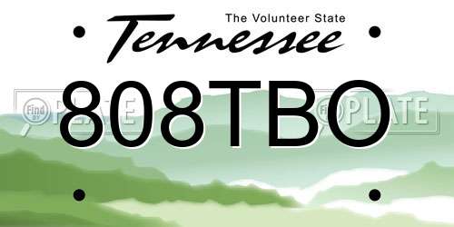 808TBO Tennessee License Plate