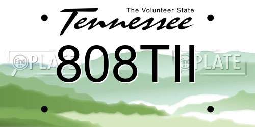 808TII Tennessee License Plate
