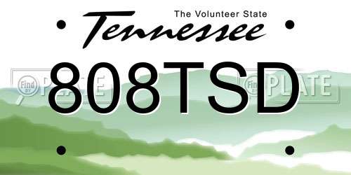 808TSD Tennessee License Plate