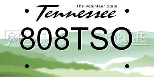 808TSO Tennessee License Plate