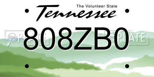 808ZB0 Tennessee License Plate