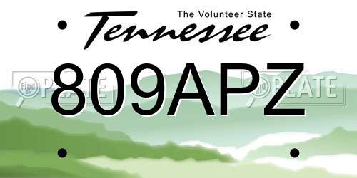 809APZ Tennessee License Plate