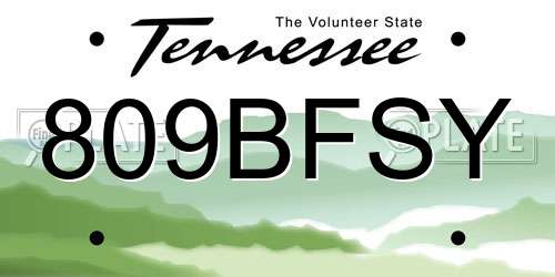 809BFSY Tennessee License Plate