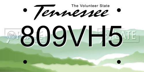 809VH5 Tennessee License Plate