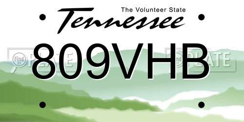 809VHB Tennessee License Plate