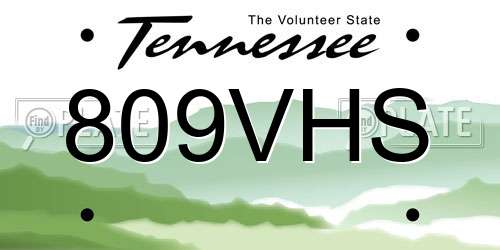 809VHS Tennessee License Plate