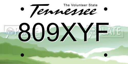 809XYF Tennessee License Plate