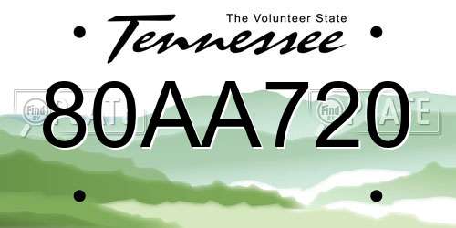 80AA720 Tennessee License Plate