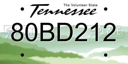 80BD212 Tennessee License Plate