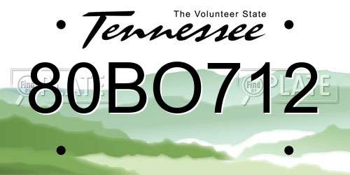 80BO712 Tennessee License Plate