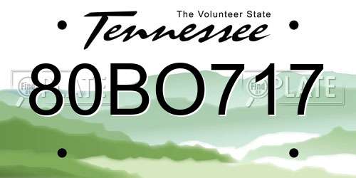 80BO717 Tennessee License Plate