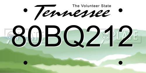 80BQ212 Tennessee License Plate