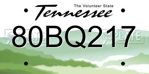 80BQ217 Tennessee License Plate