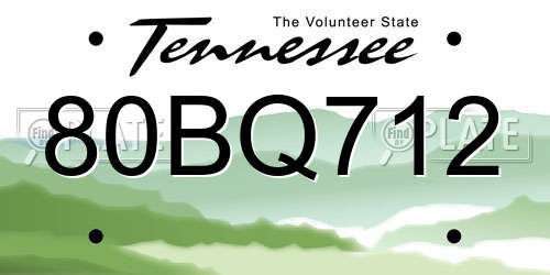 80BQ712 Tennessee License Plate