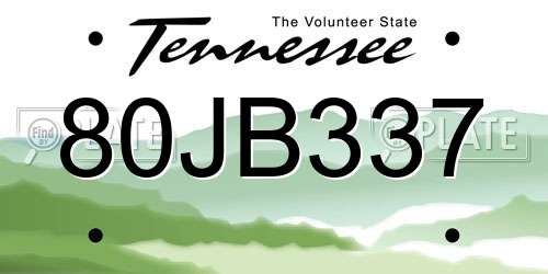 80JB337 Tennessee License Plate