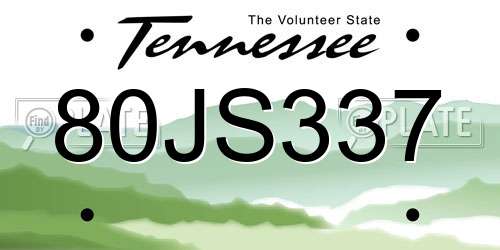 80JS337 Tennessee License Plate