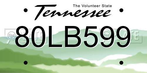 80LB599 Tennessee License Plate