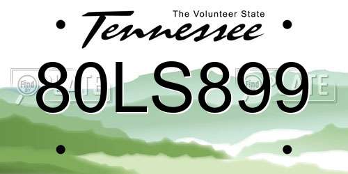 80LS899 Tennessee License Plate
