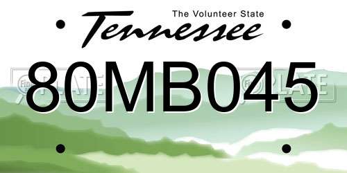 80MB045 Tennessee License Plate