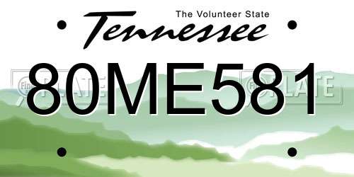 80ME581 Tennessee License Plate