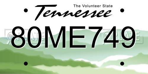 80ME749 Tennessee License Plate