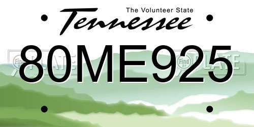 80ME925 Tennessee License Plate