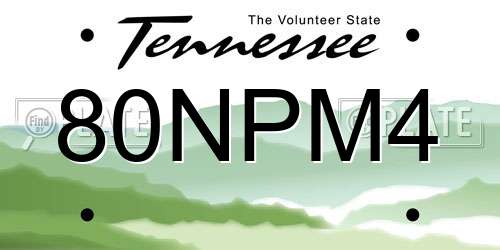 80NPM4 Tennessee License Plate
