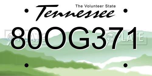 80OG371 Tennessee License Plate