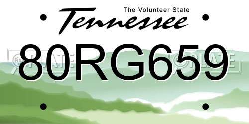 80RG659 Tennessee License Plate