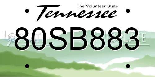 80SB883 Tennessee License Plate