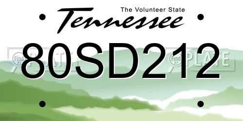 80SD212 Tennessee License Plate