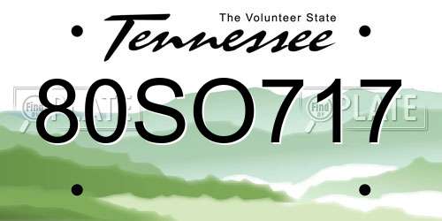 80SO717 Tennessee License Plate