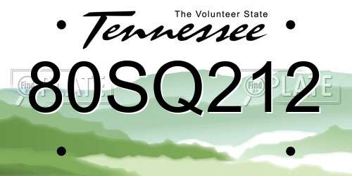 80SQ212 Tennessee License Plate