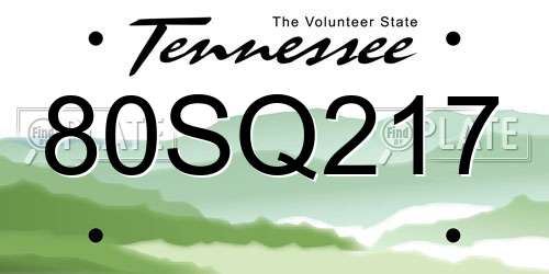 80SQ217 Tennessee License Plate