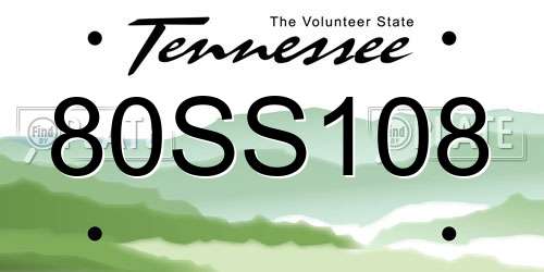 80SS108 Tennessee License Plate