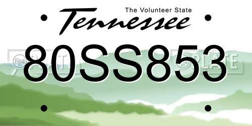 80SS853 Tennessee License Plate