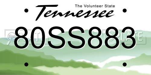 80SS883 Tennessee License Plate
