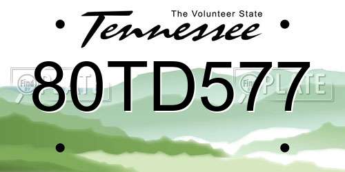 80TD577 Tennessee License Plate