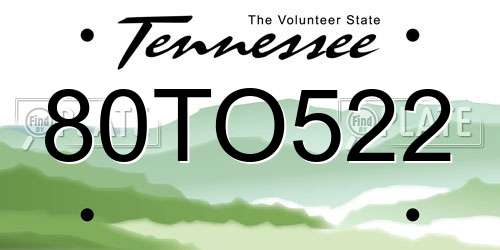 80TO522 Tennessee License Plate