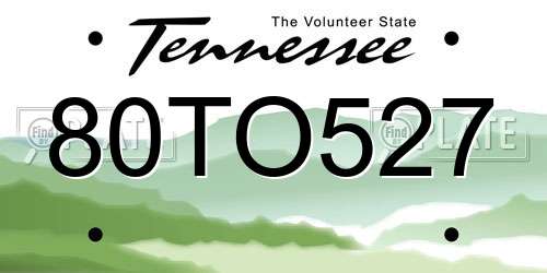 80TO527 Tennessee License Plate