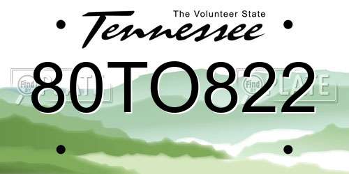 80TO822 Tennessee License Plate