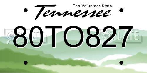 80TO827 Tennessee License Plate